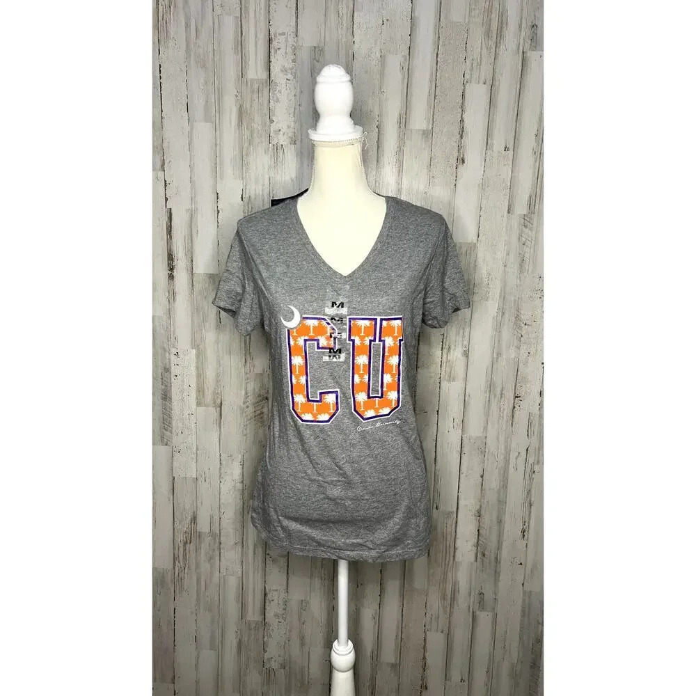 NWT Clemson Tigers‎ Women's Size Medium Gray CU V-Neck Short Sleeve T-Shirt